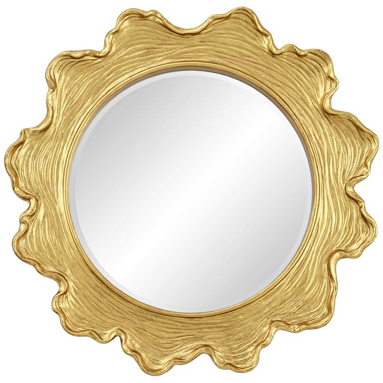 Image 2 Uttermost Pearla Shiny Gold Leaf 32 inch Round Wall Mirror