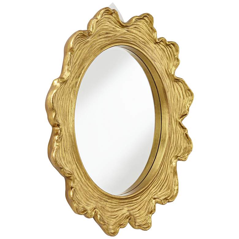 Image 5 Uttermost Pearla Shiny Gold Leaf 32 inch Round Wall Mirror more views