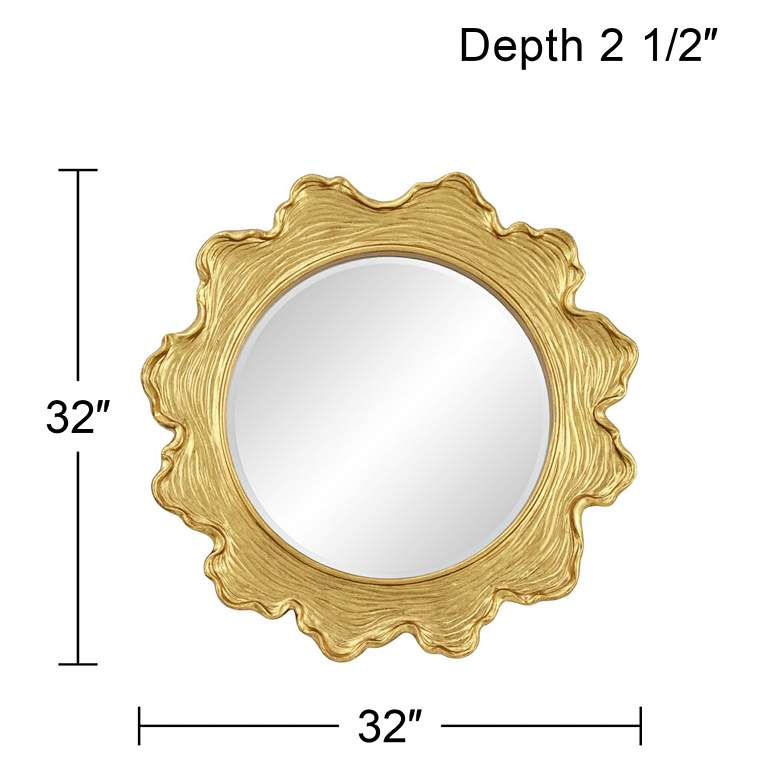 Image 7 Uttermost Pearla Shiny Gold Leaf 32 inch Round Wall Mirror more views