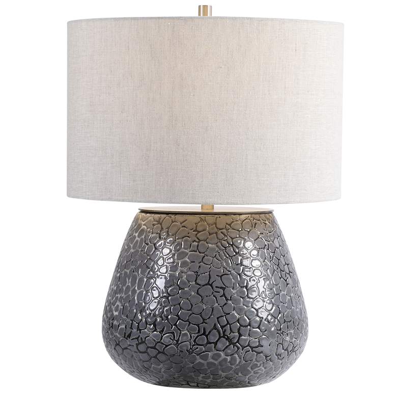 Image 2 Uttermost Pebbles Metallic Charcoal Gray Finish Ceramic Table Lamp