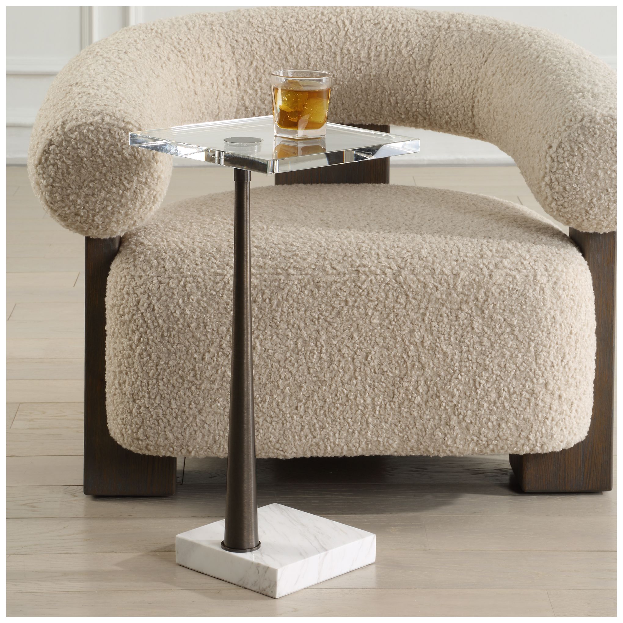 Image 3 Uttermost Pelton 24" High White Marble Drink Table more views