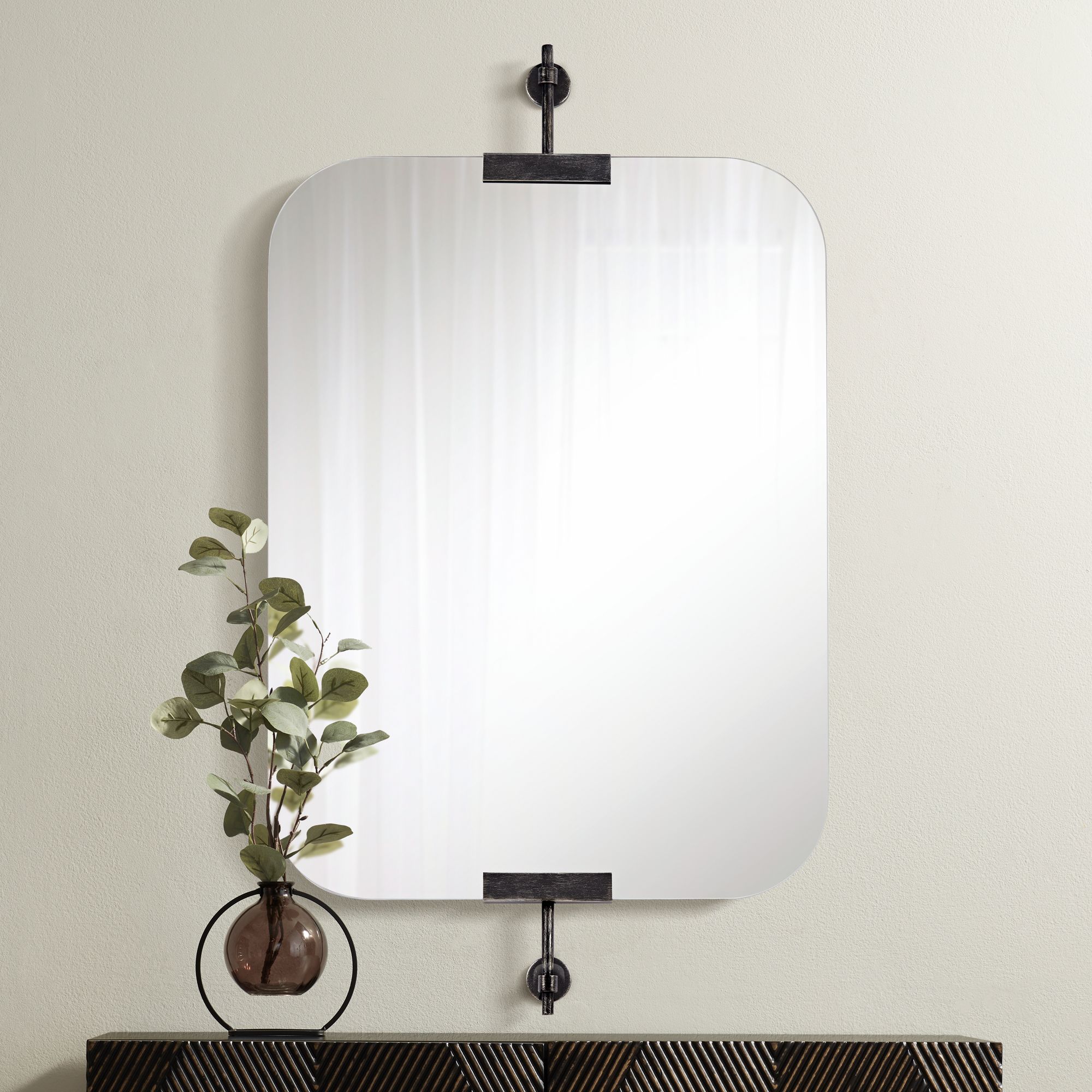 Uttermost Penbrook 24x42" Polished Edge Wall Mirror Black Set of 2