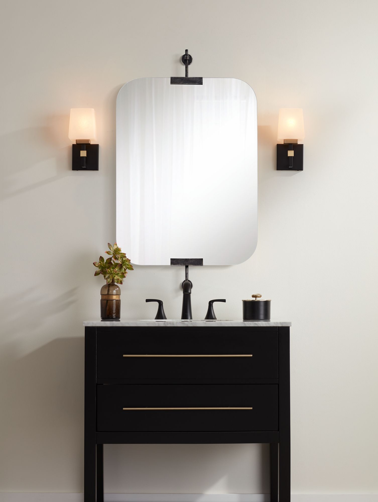 Uttermost Penbrook 24x42" Polished Edge Wall Mirror Black Set of 2