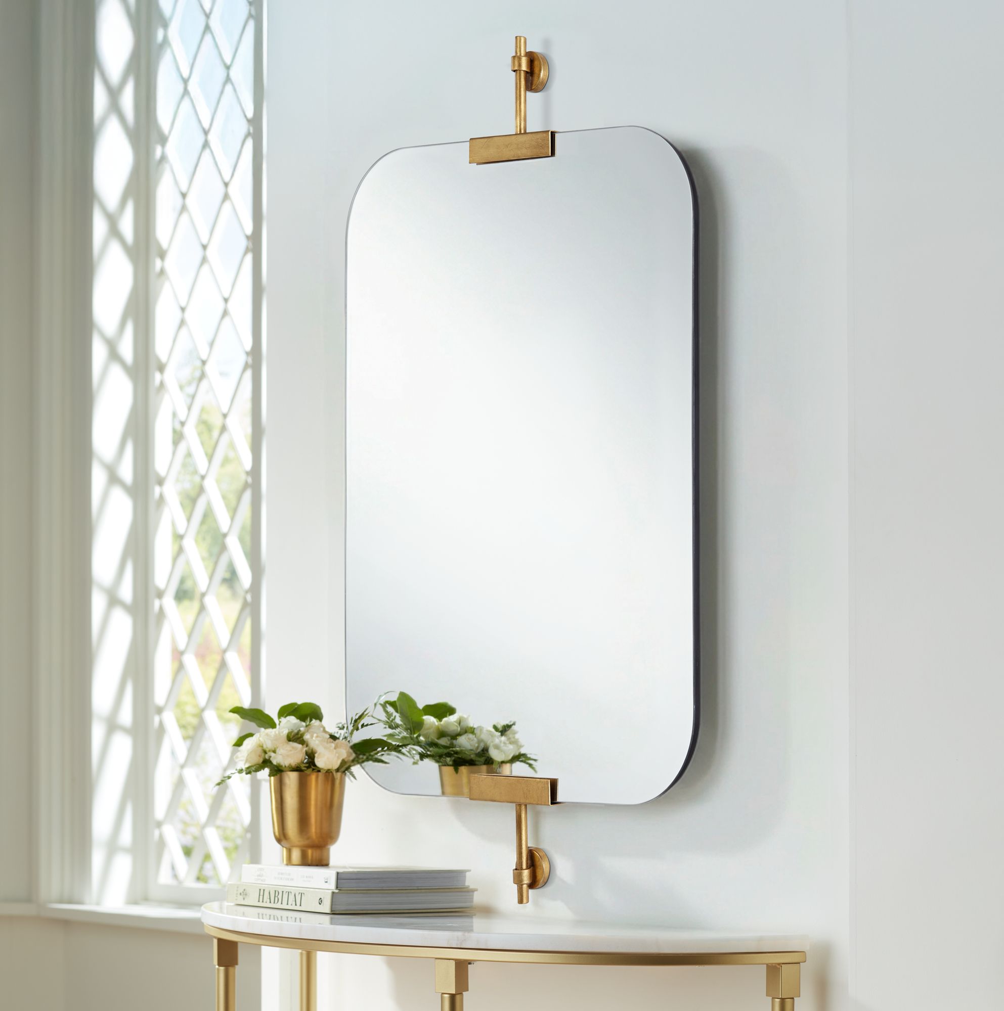 Uttermost Penbrook 24x42" Polished Edge Wall Mirror Warm Gold Set of 2