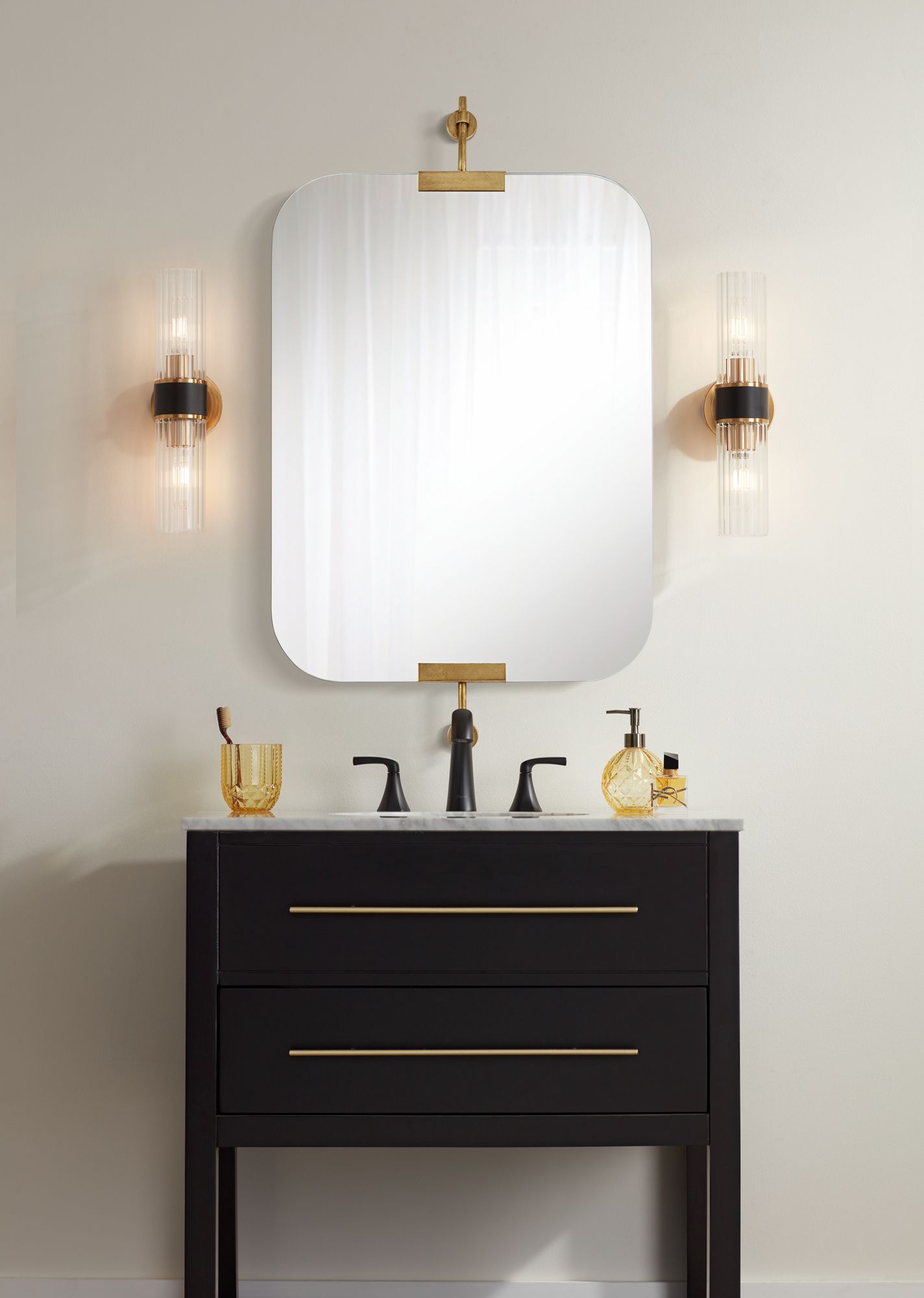 Uttermost Penbrook 24x42" Polished Edge Wall Mirror Warm Gold Set of 2