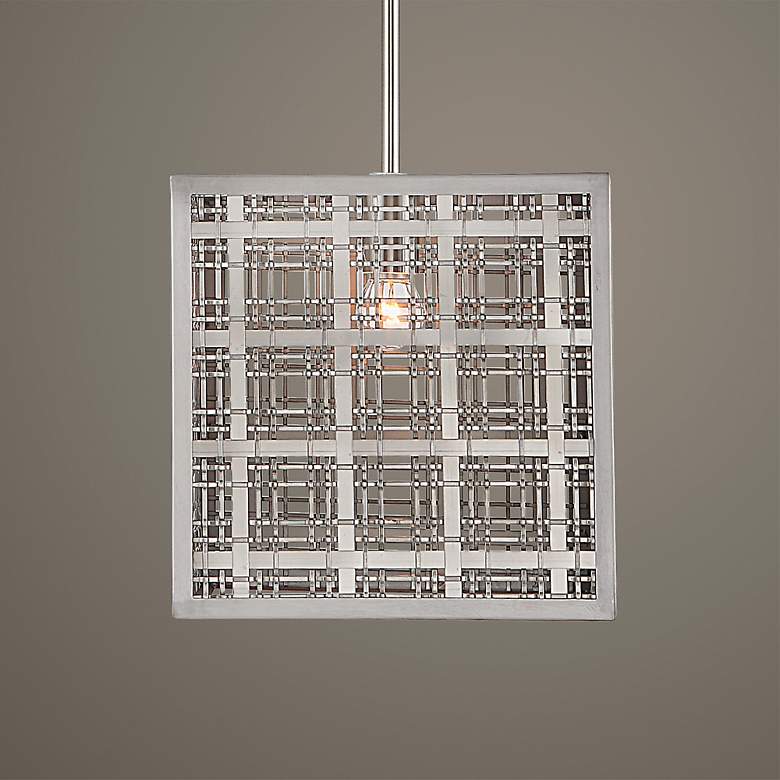 Image 1 Uttermost Pendleton 10"W Satin Nickel Square Mini Pendant