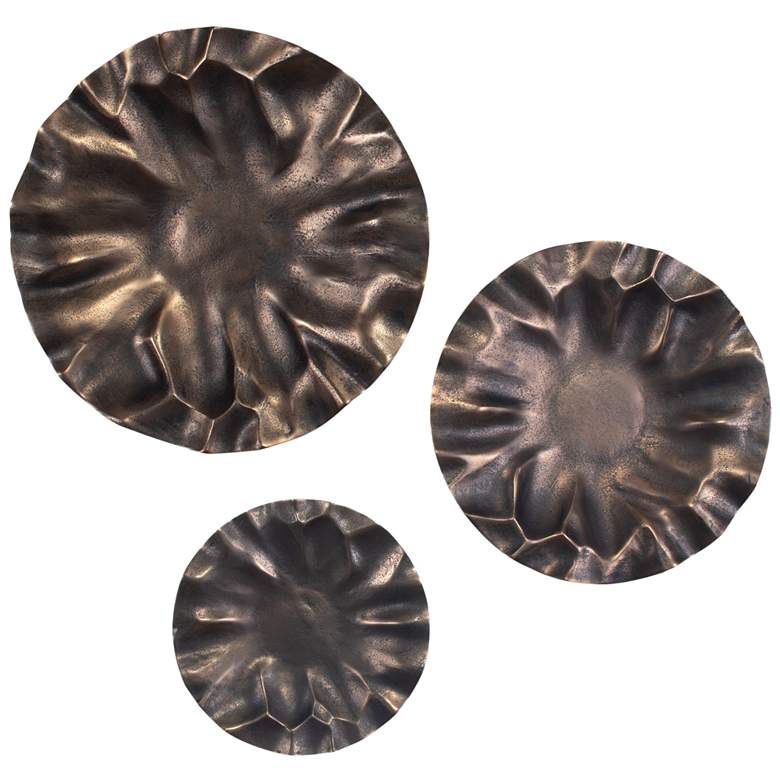 Image 1 Uttermost Peonia Indoor-Outdoor Bronze 3-Piece Wall Decor