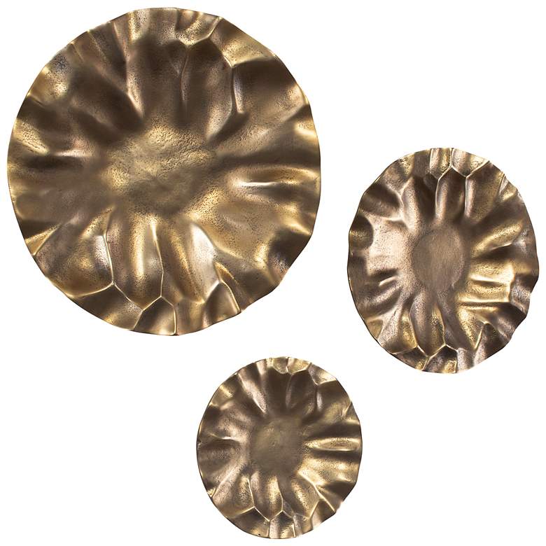 Image 4 Uttermost Peonia Indoor-Outdoor Gold 3-Piece Wall Decor more views