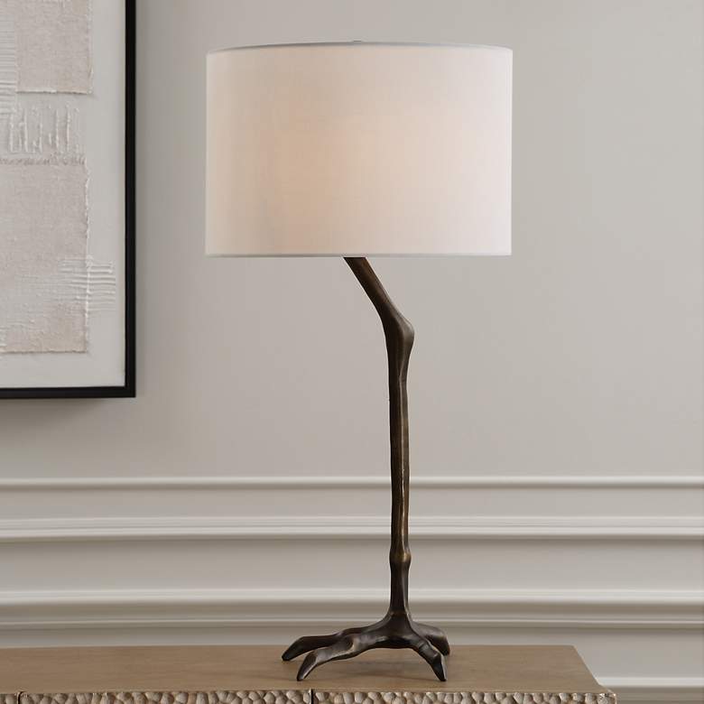 Image 2 Uttermost Perch Warm Bronze Bird Leg Table Lamp