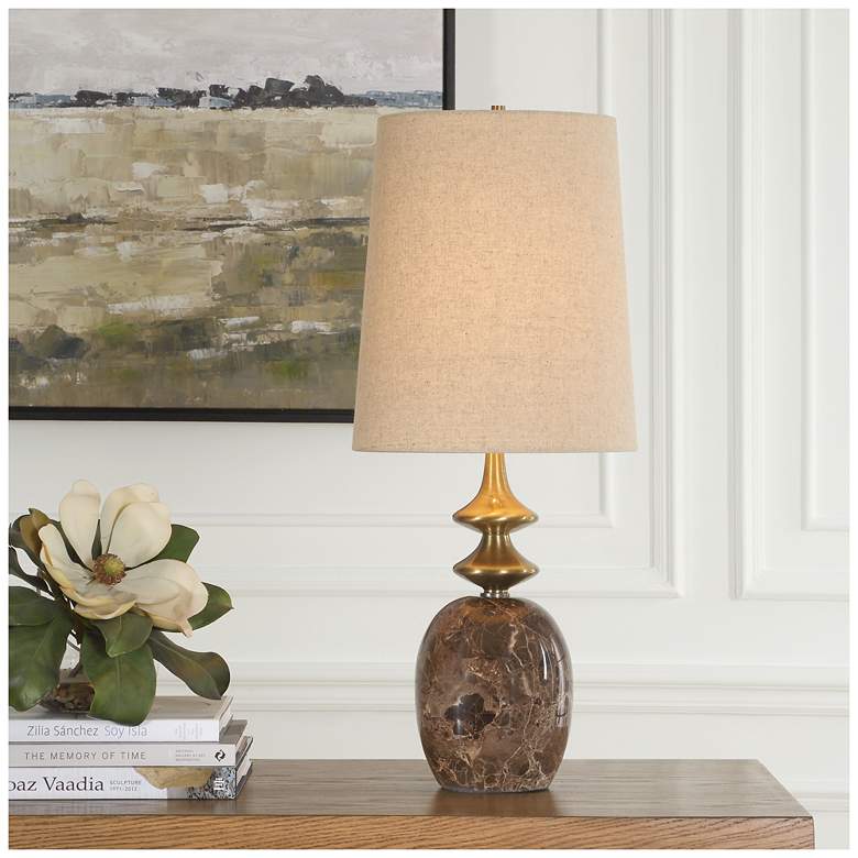 Image 1 Uttermost Percy 29" Brown Marble Buffet Lamp