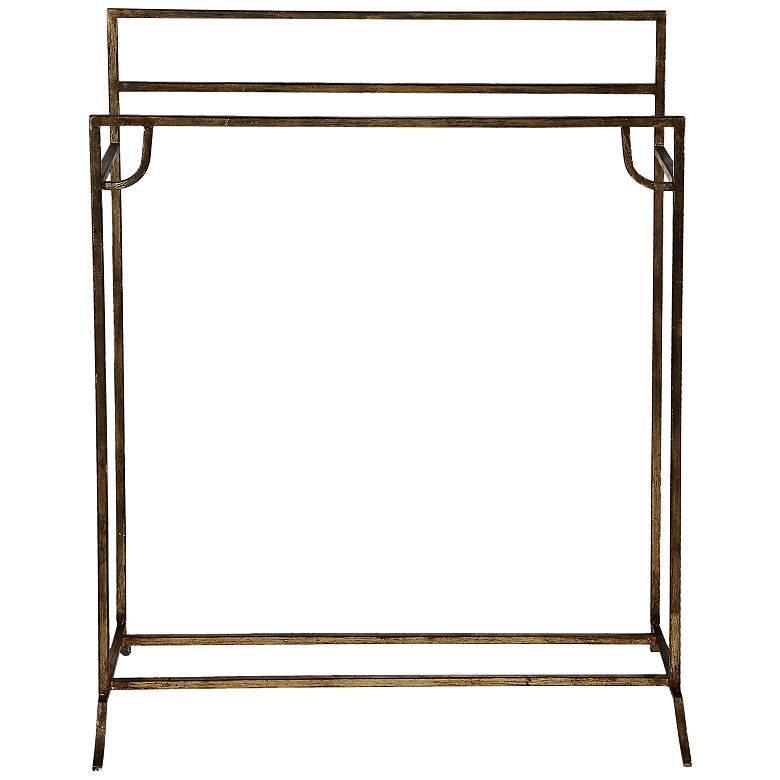 Image 1 Uttermost Perico Antiqued Gold Leaf Metal Towel Stand