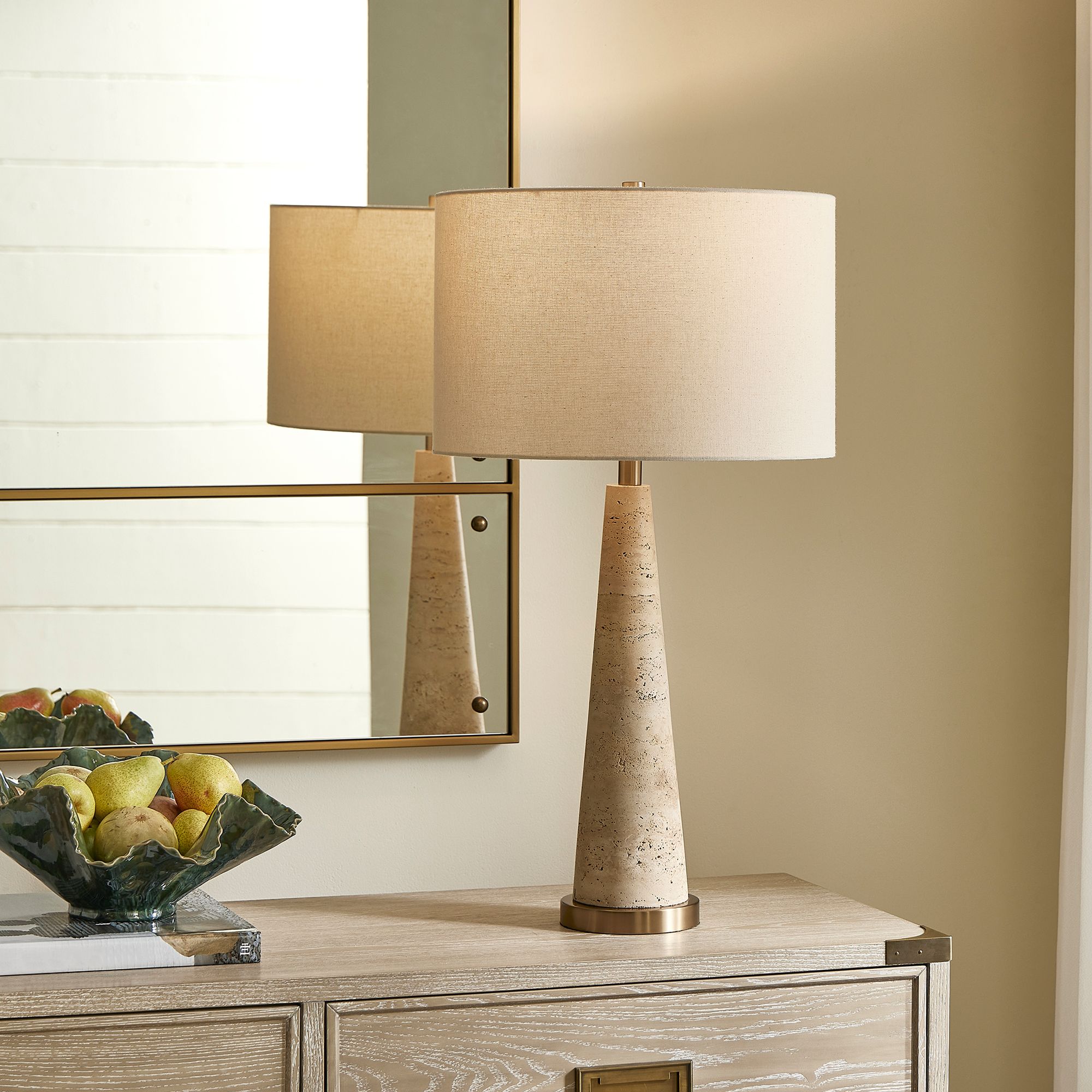Image 3 Uttermost Perkins 31 5/8" High Travertine Table Lamp more views
