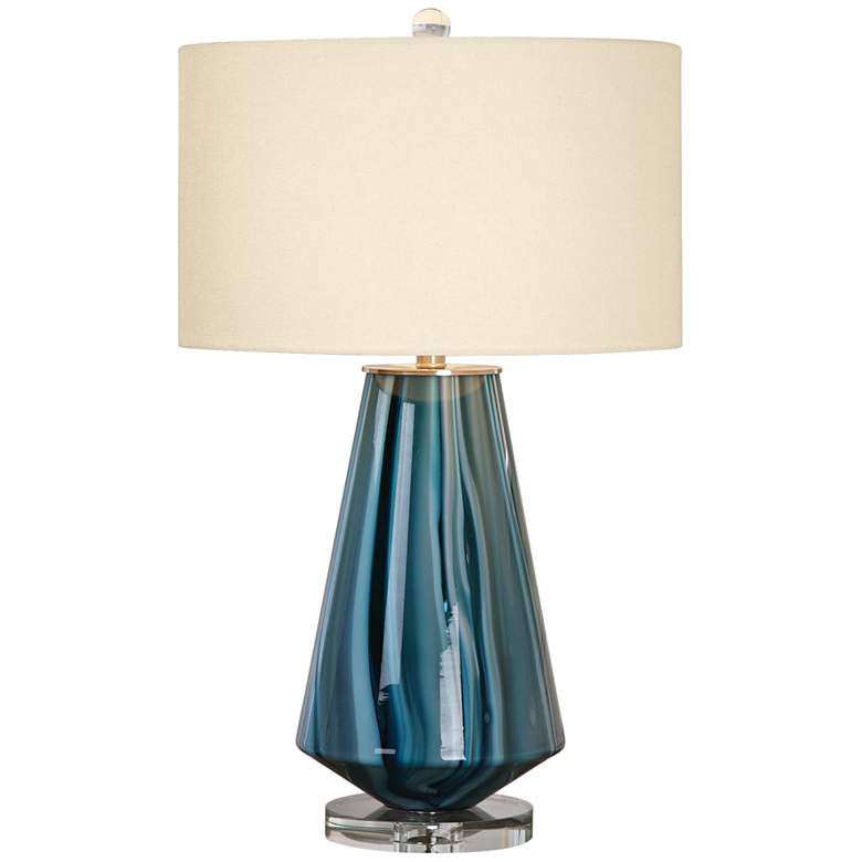 Image 2 Uttermost Pescara 29 inch Teal-Gray and Blue-Swirl Glass Modern Table Lamp