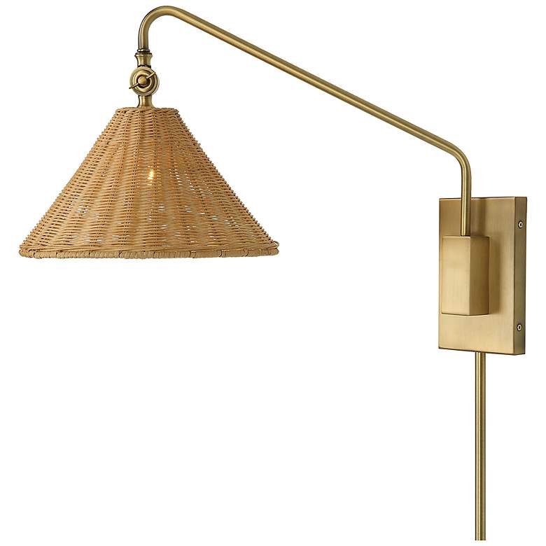 Image 2 Uttermost Phuvinh 15 3/4"H Antique Brass Rattan Wall Sconce
