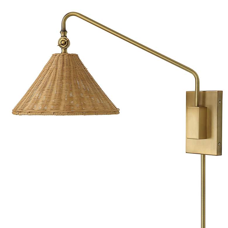 Image 3 Uttermost Phuvinh 15 3/4"H Antique Brass Rattan Wall Sconce more views