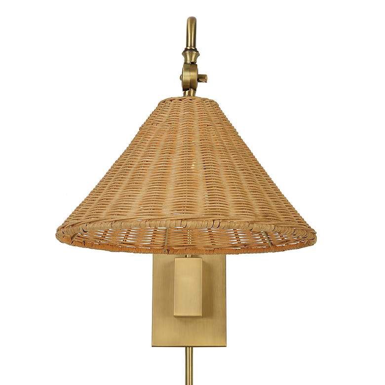 Image 5 Uttermost Phuvinh 15 3/4"H Antique Brass Rattan Wall Sconce more views