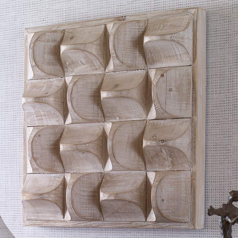 Image 1 Uttermost Pickford 20.125" Square Natural Wood Modern Wall Decor