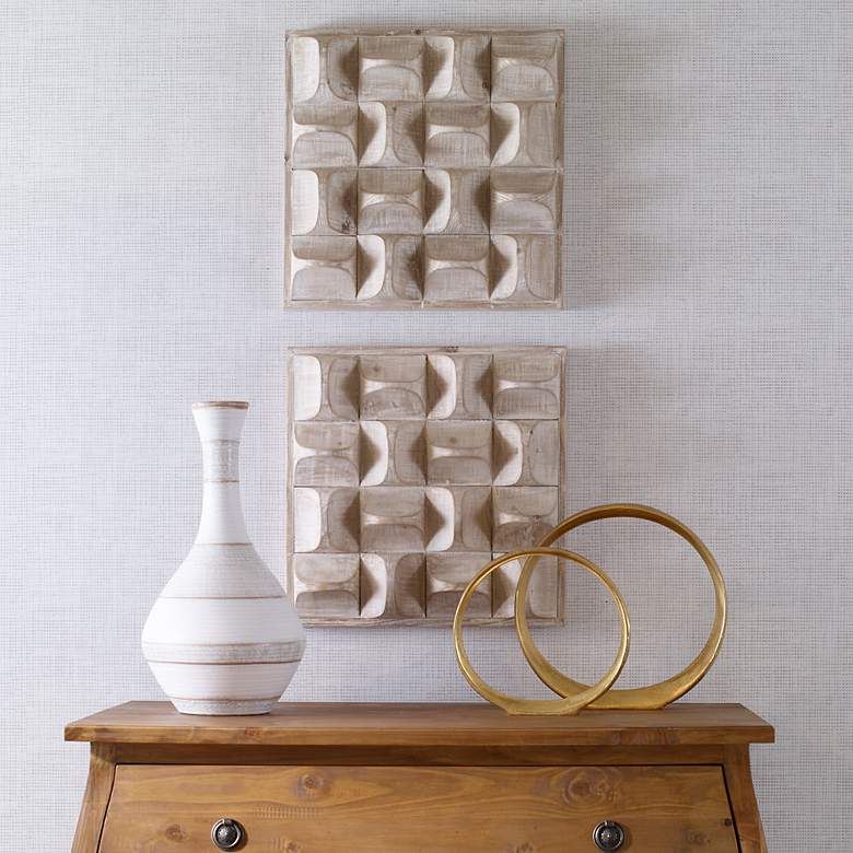 Image 6 Uttermost Pickford 20.125" Square Natural Wood Modern Wall Decor more views