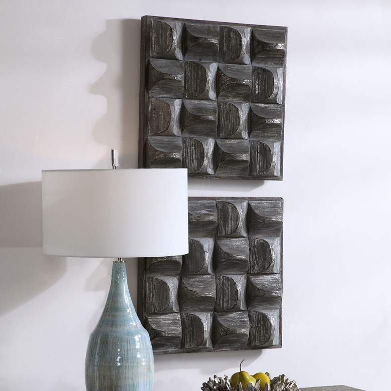 Image 3 Uttermost Pickford 20 1/4" Square Aged Gray Wood Wall Art more views