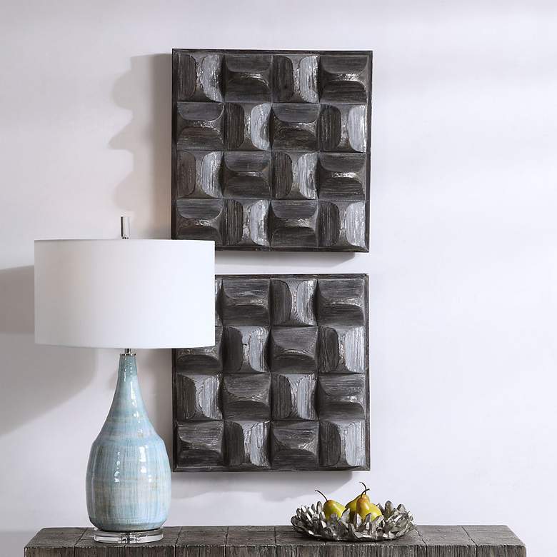 Image 4 Uttermost Pickford 20 1/4" Square Aged Gray Wood Wall Art more views