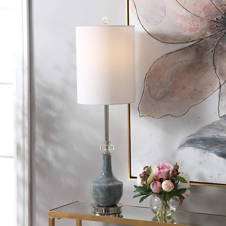 Image 1 Uttermost Piers 33 1/2" HIgh Mottled Blue Ceramic Buffet Table Lamp