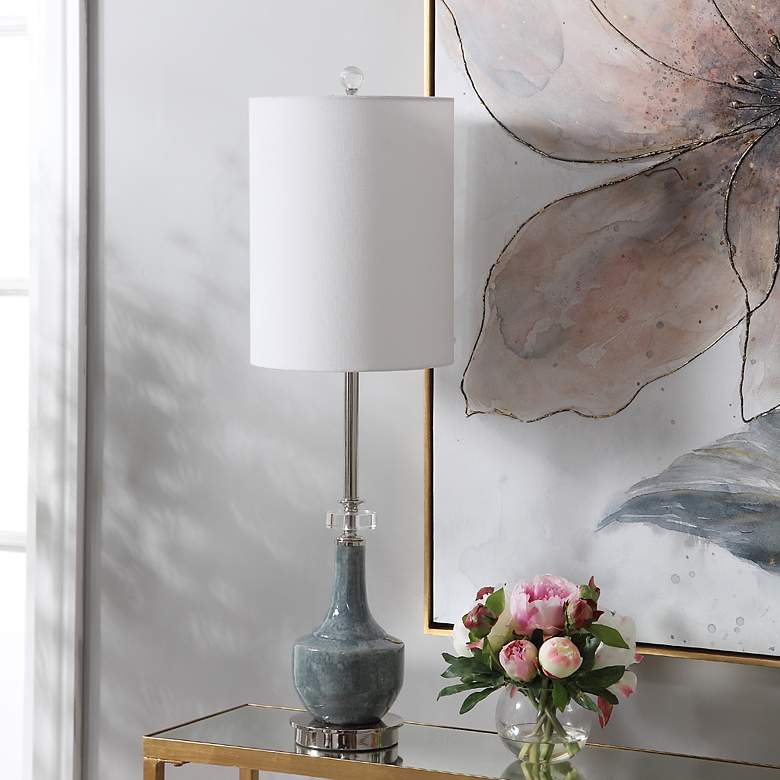 Image 4 Uttermost Piers 33 1/2" HIgh Mottled Blue Ceramic Buffet Table Lamp more views