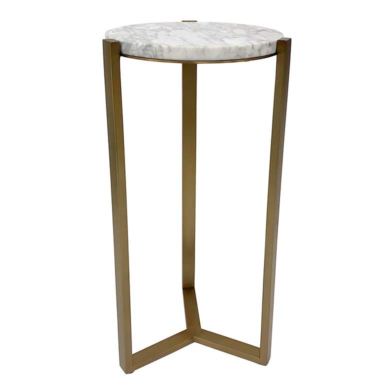 Image 2 Uttermost Pietra Antique Brass Metal and Marble Top Drink Table