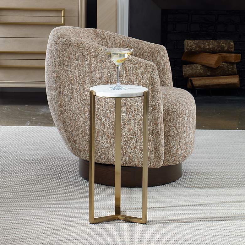 Image 1 Uttermost Pietra Antique Brass Metal and Marble Top Drink Table