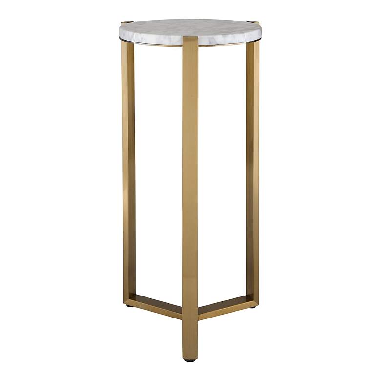 Image 3 Uttermost Pietra Antique Brass Metal and Marble Top Drink Table more views
