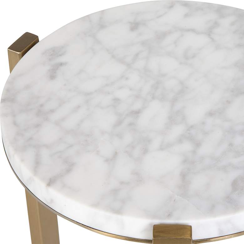 Image 4 Uttermost Pietra Antique Brass Metal and Marble Top Drink Table more views