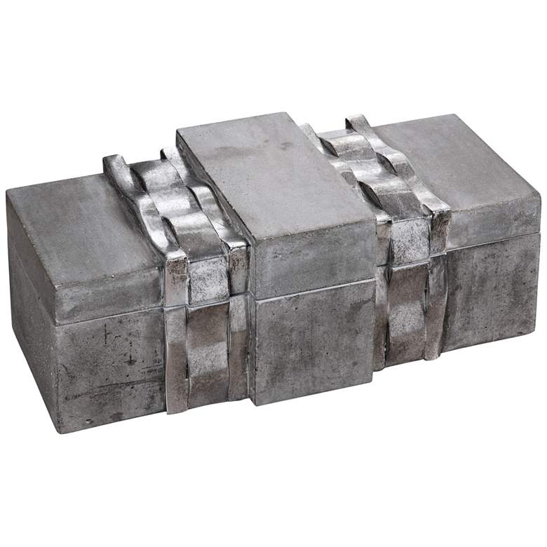 Image 1 Uttermost Pietro Concrete Gray and Silver Box with Lid