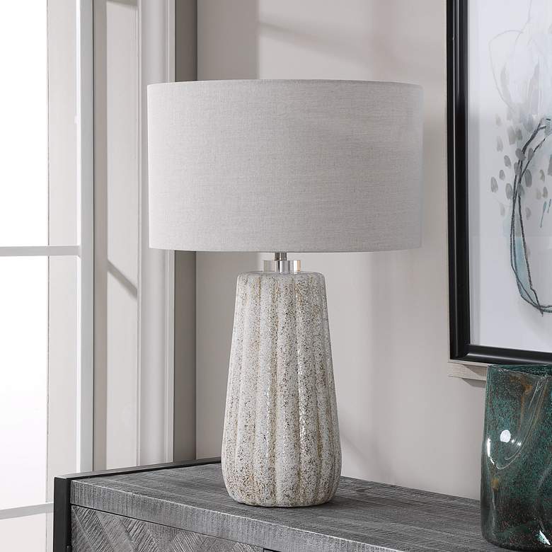 Image 6 Uttermost Pikes 26" High Stone-Ivory and Taupe Ceramic Table Lamp more views