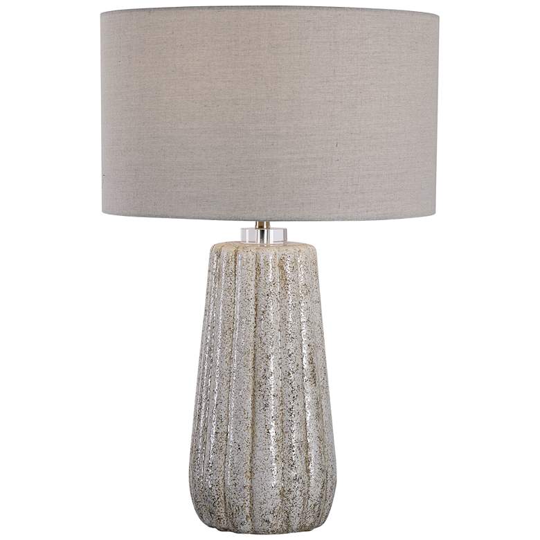 Image 2 Uttermost Pikes Stone-Ivory and Taupe Ceramic Table Lamp