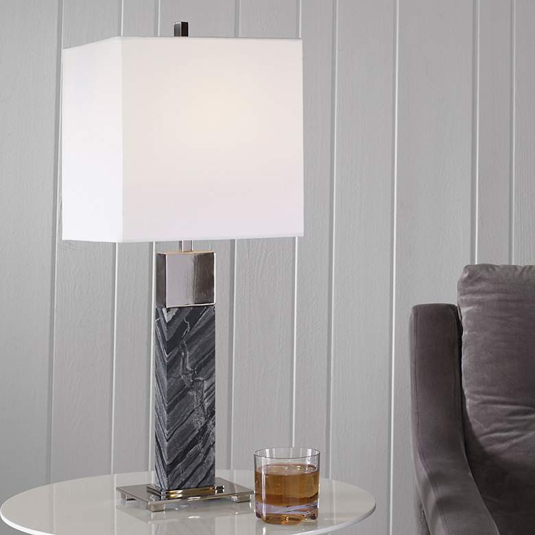 Image 1 Uttermost Pilaster Black Marble Table Lamp