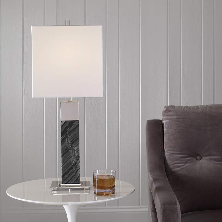 Image 3 Uttermost Pilaster Black Marble Table Lamp more views