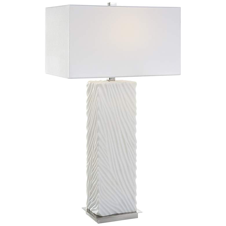 Image 2 Uttermost Pillar 32 inch  Modern White Marble Table Lamp