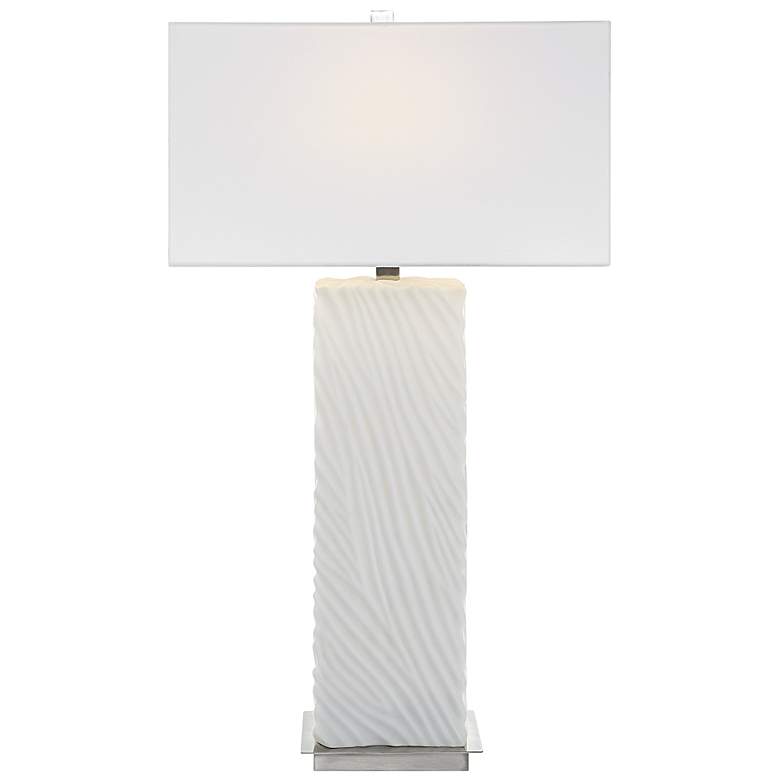 Image 2 Uttermost Pillar 32" Modern White Marble Table Lamp