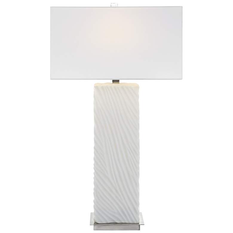 Image 2 Uttermost Pillar 32 inch  Modern White Marble Table Lamp