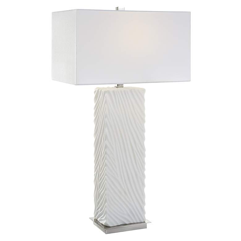 Image 4 Uttermost Pillar 32" Modern White Marble Table Lamp more views