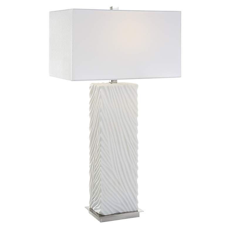 Image 4 Uttermost Pillar 32 inch  Modern White Marble Table Lamp more views