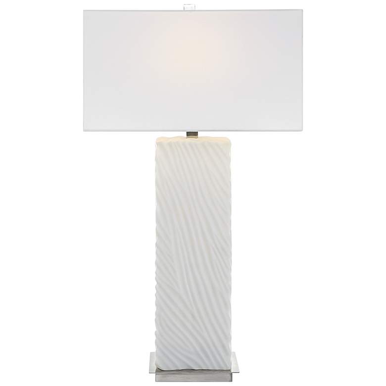 Image 7 Uttermost Pillar 32"  Modern White Marble Table Lamp more views