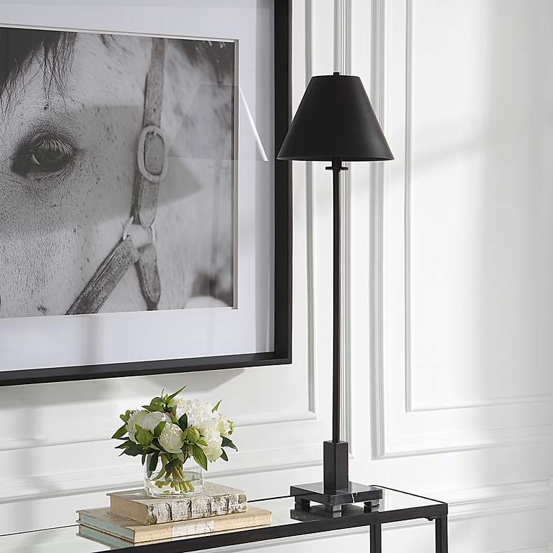 Image 6 Uttermost Pilot 36 1/2" Satin Black Metal Buffet Table Lamp more views