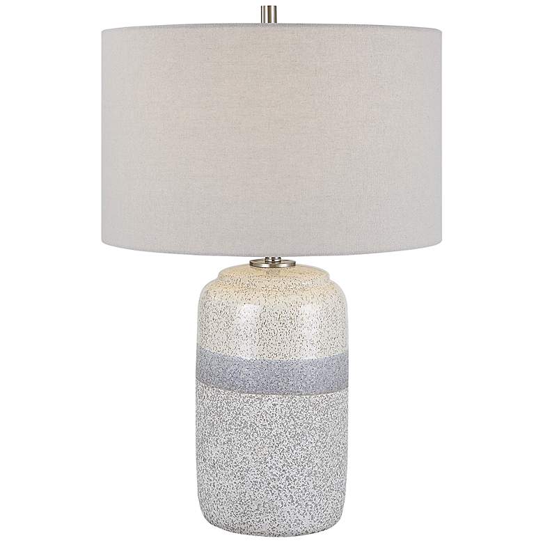 Image 2 Uttermost Pinpoint Ivory and Blue Gray Ceramic Table Lamp