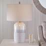 Uttermost Pinpoint Ivory and Blue Gray Ceramic Table Lamp