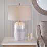 Uttermost Pinpoint Ivory and Blue Gray Ceramic Table Lamp