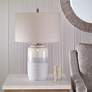 Uttermost Pinpoint Ivory and Blue Gray Ceramic Table Lamp