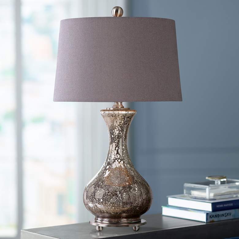 Image 1 Uttermost Pioverna Dark Bronze Mercury Glass Table Lamp