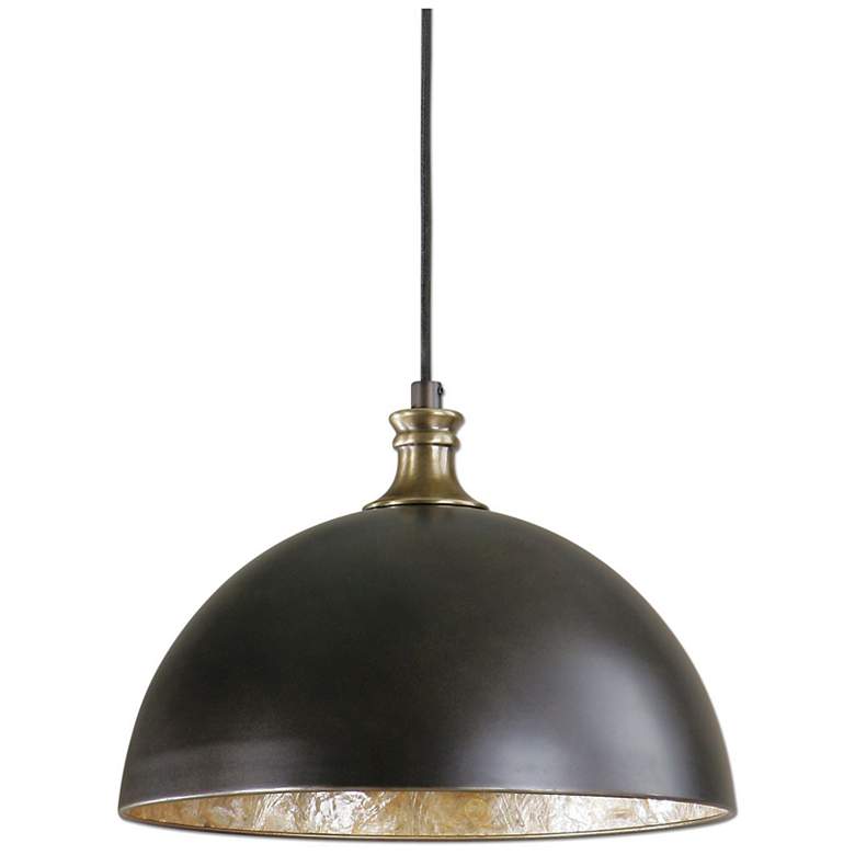 Image 2 Uttermost Placuna 15 inch Wide Pacific Bronze Metal Dome Pendant Light