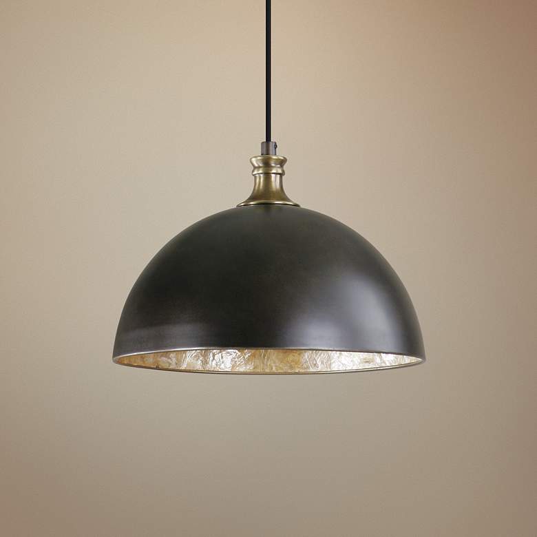 Image 1 Uttermost Placuna 15 inch Wide Pacific Bronze Metal Dome Pendant Light