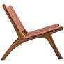 Uttermost Plait Teak Wood and Cognac Leather Accent Chair